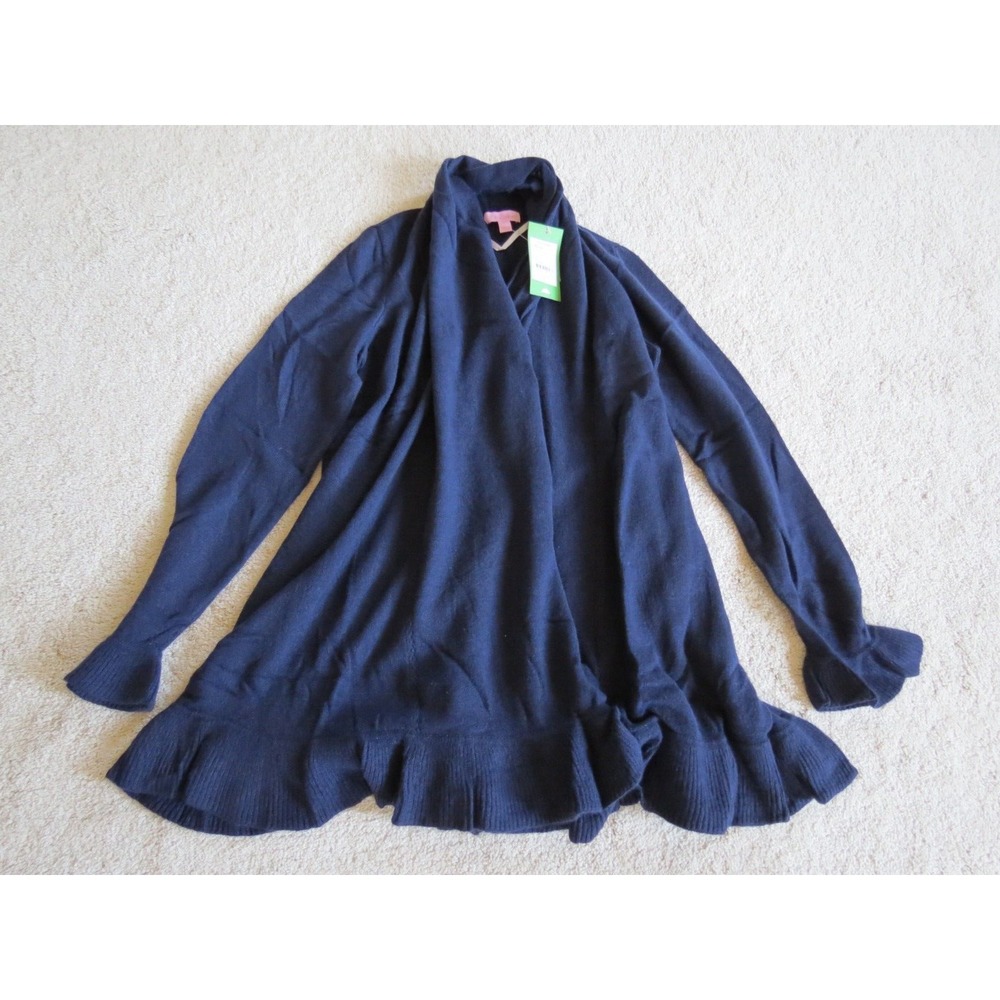 Lilly Pulitzer Connell 100% Cashmere Sweater True Navy Large Cardigan 22552 NWT